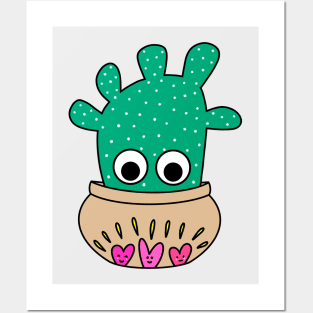 Cute Cactus Design #211: Big Angels Wings Cactus In Cute Pot Posters and Art